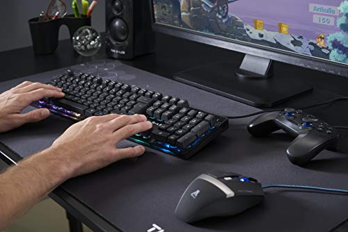 THE G-LAB Keyz Iridium Teclado Gaming QWERTY Incluye Ñ con Cable de Alto Rendimiento - Teclado Gaming con Retroiluminación RGB Multicolor, 6 Macros, 26 Teclas Anti-ghosting – PC Xbox One PS4 (Negro)
