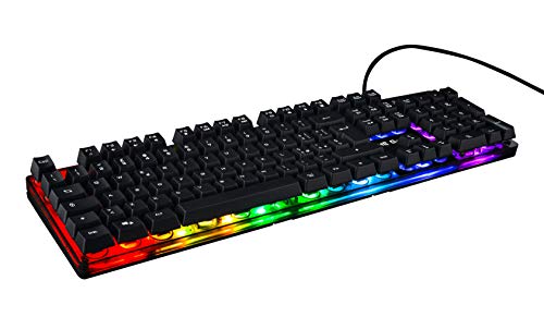 THE G-LAB Keyz Iridium Teclado Gaming QWERTY Incluye Ñ con Cable de Alto Rendimiento - Teclado Gaming con Retroiluminación RGB Multicolor, 6 Macros, 26 Teclas Anti-ghosting – PC Xbox One PS4 (Negro)