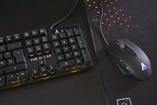 THE G-LAB Keyz Iridium Teclado Gaming QWERTY Incluye Ñ con Cable de Alto Rendimiento - Teclado Gaming con Retroiluminación RGB Multicolor, 6 Macros, 26 Teclas Anti-ghosting – PC Xbox One PS4 (Negro)