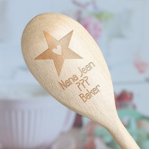 The Gift Experience Cuchara de Madera Personalizada Baker – Grabado con un Nombre y Mensaje