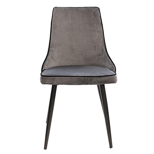 THE HOME DECO FACTORY HD6351 - Juego de 2 sillas de Terciopelo, 46 x 86 x 59 cm, Color Gris
