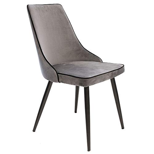 THE HOME DECO FACTORY HD6351 - Juego de 2 sillas de Terciopelo, 46 x 86 x 59 cm, Color Gris