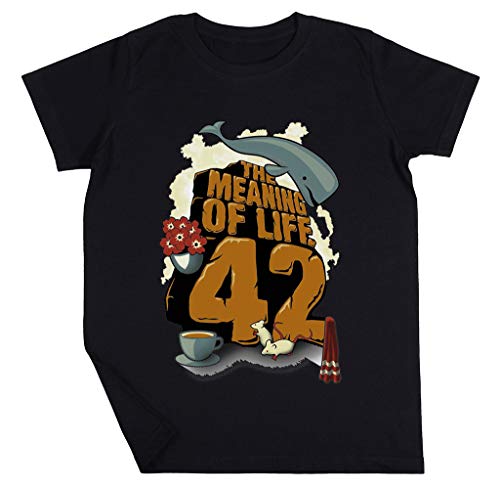 The Meaning of Life Niño Niña Unisexo Negro Camiseta Manga Corta Kids Black T-Shirt