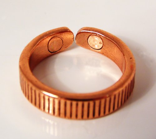 The Online Bazaar Magnético Pulsera De Cobre y Cubiertos efecto Anillo Magnético con caja de presentación para hombre o de mujer - Grande Talla de anillo: 22-25mm