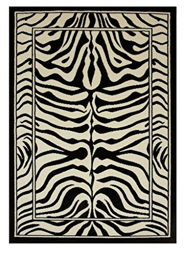 The Rug House Alfombra Safari Animal Estampado Raya Cebra Blanco y Negro 63cm x 110cm (2 pies 1" x 3 pies 7")