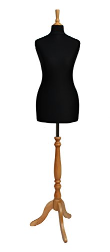 The Shopfitting Shop Deluxe tamaño 14 muñeco de maniquí Femenino Pecho Jersey Negro trípode de Madera de Haya