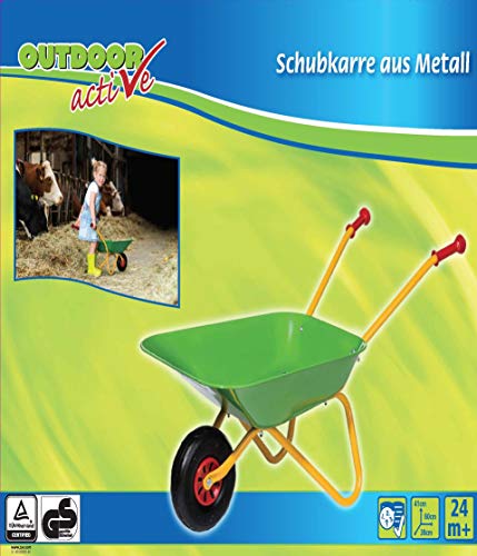 The Toy Company 13387  - Carretilla de metal de juguete color verde-amarillo [Importado de Alemania]