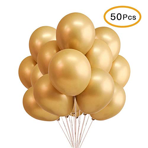 thematys® Hermosos Globos de 50 Piezas en Tres Colores Diferentes - para Fiestas y cumpleaños (Dorado)