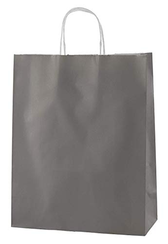 Thepaperbagstore 25 Bolsas De Papel De Colores, Reciclables Y Reutilizables, con Asas Retorcidas, Negro - Medianas 250x110x310mm