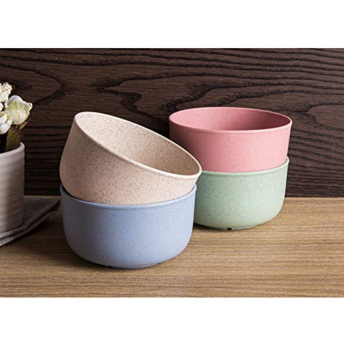 TheStriven 4 Piezas Cuencos Fabricados con Paja de Trigo Tazones de Consomé Cuenco para Ensalada Cuenco para Sopa Cuencos de bambú con Capacidad Cuenco de Plástico con Diseño de Paja de Trigo (A)