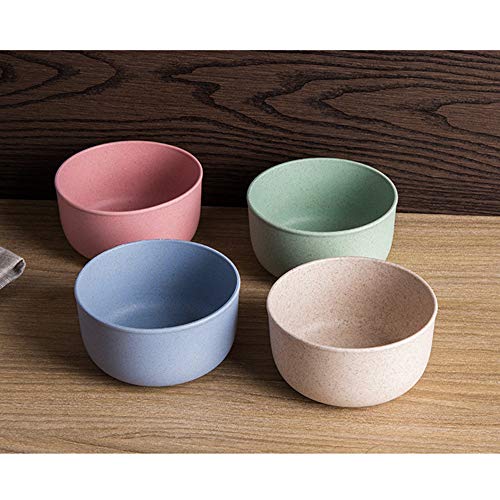 TheStriven 4 Piezas Cuencos Fabricados con Paja de Trigo Tazones de Consomé Cuenco para Ensalada Cuenco para Sopa Cuencos de bambú con Capacidad Cuenco de Plástico con Diseño de Paja de Trigo (A)