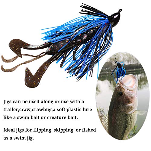 THKFISH 20 g / 0.7 oz Jigs de Pesca de Agua Salada de Agua Dulce Color Mezclado Faldas señuelos de Pesca para Bass Crappie Panfish 5 Unids/Set