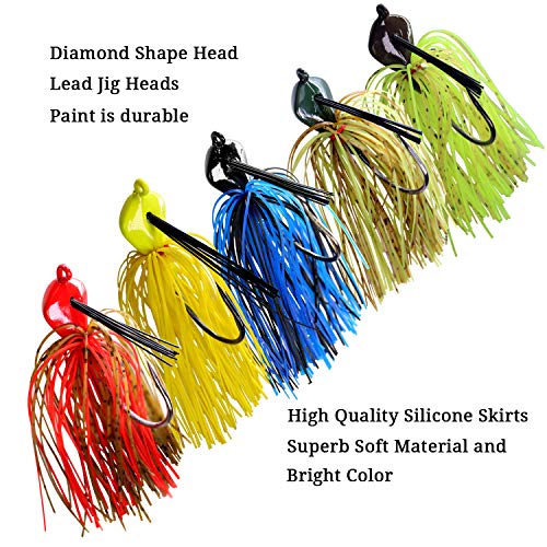 THKFISH 20 g / 0.7 oz Jigs de Pesca de Agua Salada de Agua Dulce Color Mezclado Faldas señuelos de Pesca para Bass Crappie Panfish 5 Unids/Set