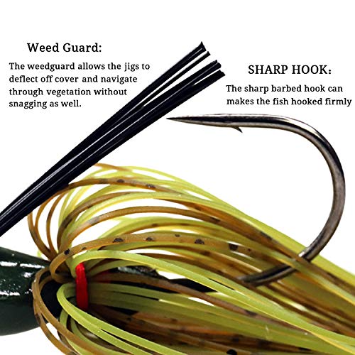 THKFISH 20 g / 0.7 oz Jigs de Pesca de Agua Salada de Agua Dulce Color Mezclado Faldas señuelos de Pesca para Bass Crappie Panfish 5 Unids/Set