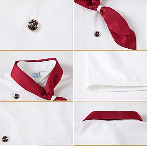 TIANMIAOTIAN Profesión Cocinero Chaqueta Manga Larga Respirable Algodón Banda Collar Restaurante Occidental Hotel Camarero Uniforme Unisexo M-3XL,Blanco,XL