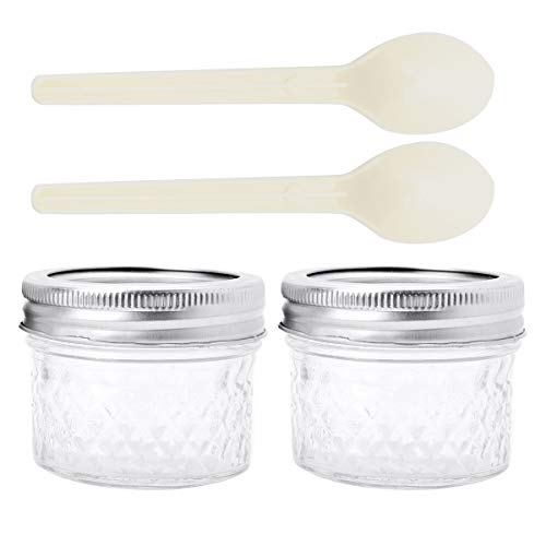 TiaoBug 2Pcs 4oz(120ml) Tarros de Cristal con Tapa de Rosca Botes de Conservas Recipientes para Caviar Mermelada Miel Gominolas Transparente Una talla