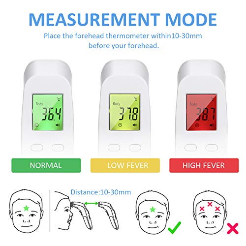 Tickas Termómetro digital para la frente, medidor de temperatura IR sin contacto portátil Modo de temperatura dual