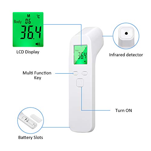 Tickas Termómetro digital para la frente, medidor de temperatura IR sin contacto portátil Modo de temperatura dual