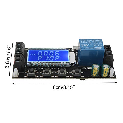 Tiempo de retardo Relé, Droking temporizador Controlador de retraso Módulo 5V 12V 24V Retraso Ciclo temporizador Retardo de activación ajustable Interruptor de control Tarjeta de relé con pantalla LCD