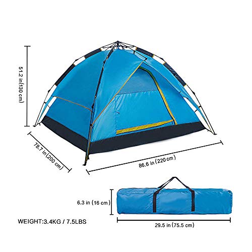 Tienda de campaña- Tienda de campaña emergente impermeable, tienda de campaña automática instantánea de fácil instalación, tienda de playa para la familia de 3 o 4 personas contra el viento UV