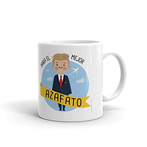 tiendaoink Original y simpática Taza de Porcelana Blanca con asa Decorada con el Mensaje para el Mejor azafato.