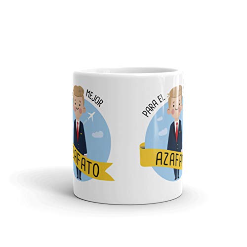 tiendaoink Original y simpática Taza de Porcelana Blanca con asa Decorada con el Mensaje para el Mejor azafato.