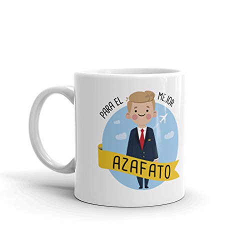 tiendaoink Original y simpática Taza de Porcelana Blanca con asa Decorada con el Mensaje para el Mejor azafato.