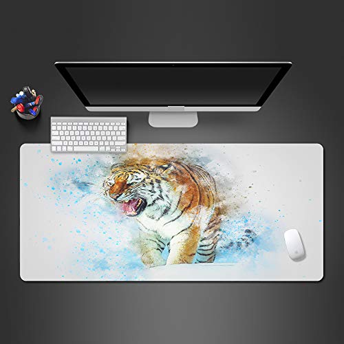 Tigre Animal Alfombrilla de Ratón Goma Lavable Borde de Bloqueo Gamepad Computadora Office Pads 700X300X3Mm