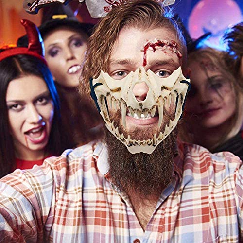 Tigre de Dientes de Halloween Máscara, Máscara de Halloween Feroz Colmillos, Bestia máscara de Dientes actuación de Papeles de la Mascarada,Beige