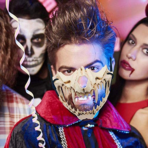 Tigre de Dientes de Halloween Máscara, Máscara de Halloween Feroz Colmillos, Bestia máscara de Dientes actuación de Papeles de la Mascarada,Beige