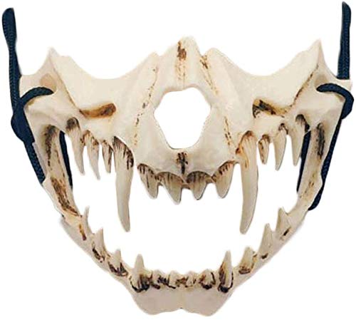 Tigre de Dientes de Halloween Máscara, Máscara de Halloween Feroz Colmillos, Bestia máscara de Dientes actuación de Papeles de la Mascarada,Beige