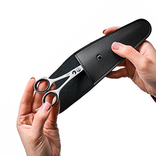 Tijeras Eico para cortar cabello– Tijeras de peluquería Premium extra afiladas con funda incluida – Filo microdentado unilateral que permite un corte perfecto para damas o caballeros.