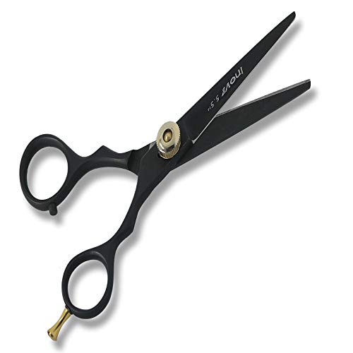Tijeras japonesas de peluquería de acero inoxidable de 5.5 pulgadas, calidad increíble, bordes convexos afilados con perilla de tensión ajustable, bolsa de cuero gratis