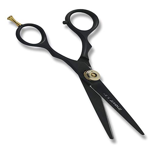 Tijeras japonesas de peluquería de acero inoxidable de 5.5 pulgadas, calidad increíble, bordes convexos afilados con perilla de tensión ajustable, bolsa de cuero gratis
