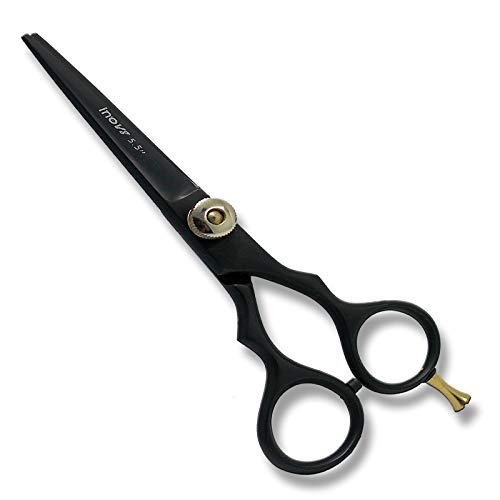 Tijeras japonesas de peluquería de acero inoxidable de 5.5 pulgadas, calidad increíble, bordes convexos afilados con perilla de tensión ajustable, bolsa de cuero gratis