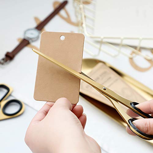 Tijeras para coser, artes, manualidades, oficina con tijeras de cuchillas afiladas de curvatura a medida 8 pulgadas 20 cm con revestimiento de cobre Diseño asimétrico de estilo del norte de Europa