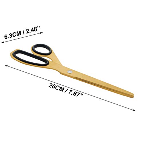 Tijeras para coser, artes, manualidades, oficina con tijeras de cuchillas afiladas de curvatura a medida 8 pulgadas 20 cm con revestimiento de cobre Diseño asimétrico de estilo del norte de Europa