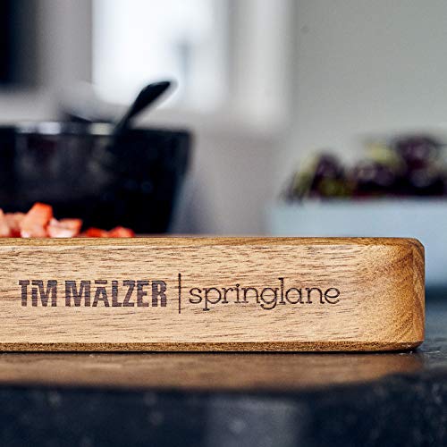 Tim Mälzer tabla de cortar de madera de acacia con ranuras para recoger los líquidos y muescas de agarre, tabla de madera, tabla de cocina - 52 x 38 x 4 cm