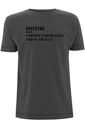 Time 4 Tee Spitfire - Camiseta con texto en inglés "Significado de la palabra RAF World War 2 WW2", diseño de avión Gris gris L