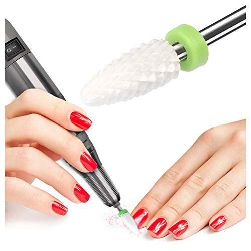 TIMESETL 4 Piezas Fresas de Cerámica 2.35MM Pulidora de Uñas Profesional para Uñas Acrilicas+ Cepillo de Limpio
