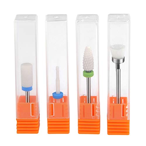 TIMESETL 4 Piezas Fresas de Cerámica 2.35MM Pulidora de Uñas Profesional para Uñas Acrilicas+ Cepillo de Limpio