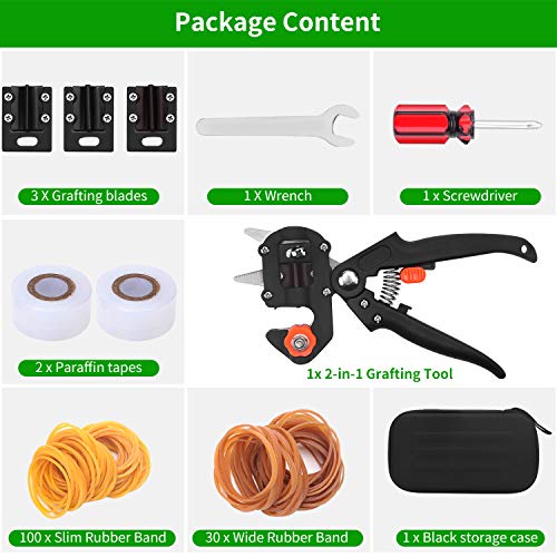 Timker Jardín Injerto Kit Profesional Podadora Cortar Tijeras Jardinería Herramienta de Injertar con 3 Cuchillas Corte de Forma V/U/Ω para Frutas/Flores/Algodón Pruner Herramientas de Corte Carraca