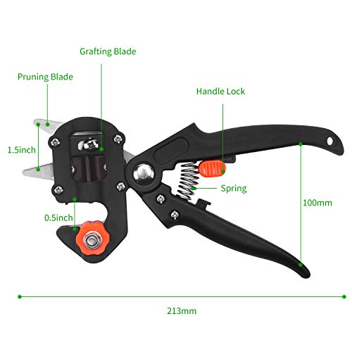 Timker Jardín Injerto Kit Profesional Podadora Cortar Tijeras Jardinería Herramienta de Injertar con 3 Cuchillas Corte de Forma V/U/Ω para Frutas/Flores/Algodón Pruner Herramientas de Corte Carraca