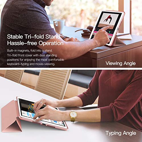 TiMOVO Funda para Nuevo iPad de 8ª Generación 2020,Nuevo iPad 7ª Generación 10.2" 2019,Protectora Plegable para iPad 10.2-Inch Tableta Cubierta Trasera Transparente - Oro Rosa