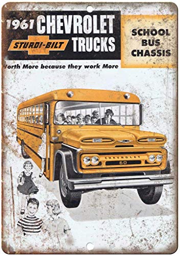 TINBG - Placa de aluminio retro para camioneta Chevrolet con chasis de autobús escolar, de aluminio, 20 x 30 cm