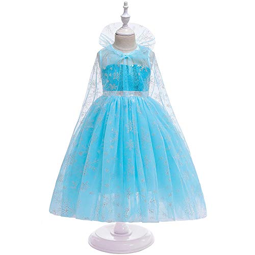 Tingxx Elemento De Hielo Y Nieve Princesa con Lentejuelas Capa Gasa Falda Niñas Escenario Disfraces 110#