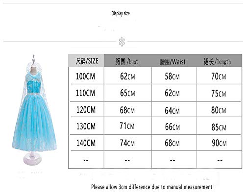 Tingxx Elemento De Hielo Y Nieve Princesa con Lentejuelas Capa Gasa Falda Niñas Escenario Disfraces 110#