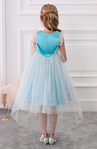 Tingxx Vestido De Princesa De Elemento De Hielo con Manga De Avión con Lentejuelas Disfraz De Rendimiento para Niños 100#