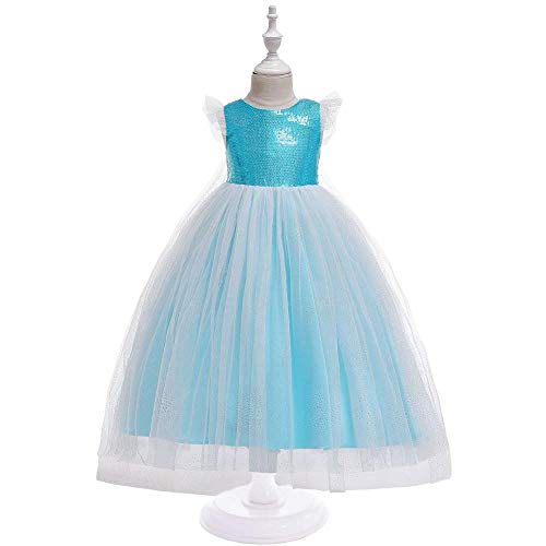 Tingxx Vestido De Princesa De Elemento De Hielo con Manga De Avión con Lentejuelas Disfraz De Rendimiento para Niños 100#