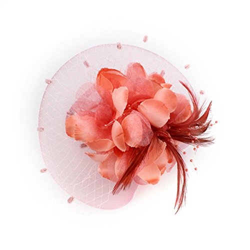 Tinksky Pluma flor neto de horquilla novia tocado nupcial pluma hairclip boda headpiece cóctel fiesta headwear día de la madre regalo o regalo para las mujeres